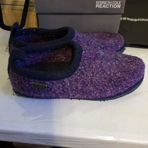 Haflinger Wool Blend Purple Heathered Slip-On Slippers